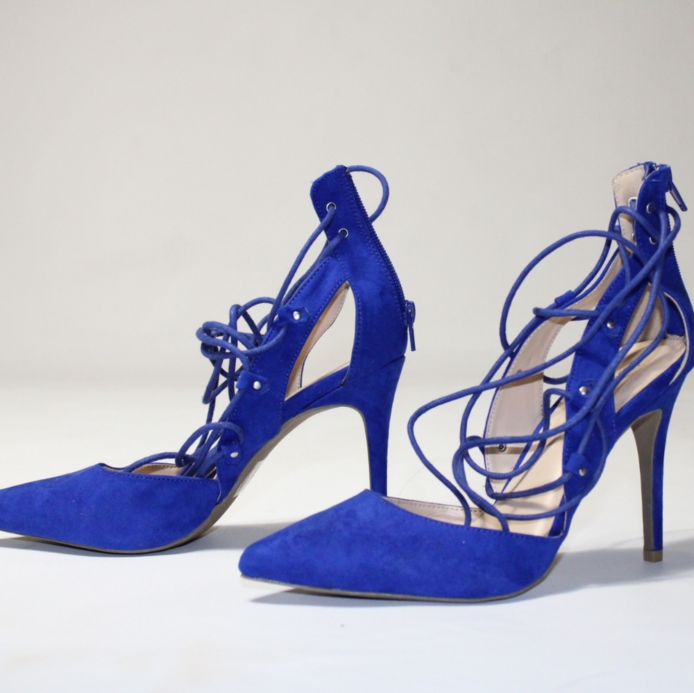Blue laced heels